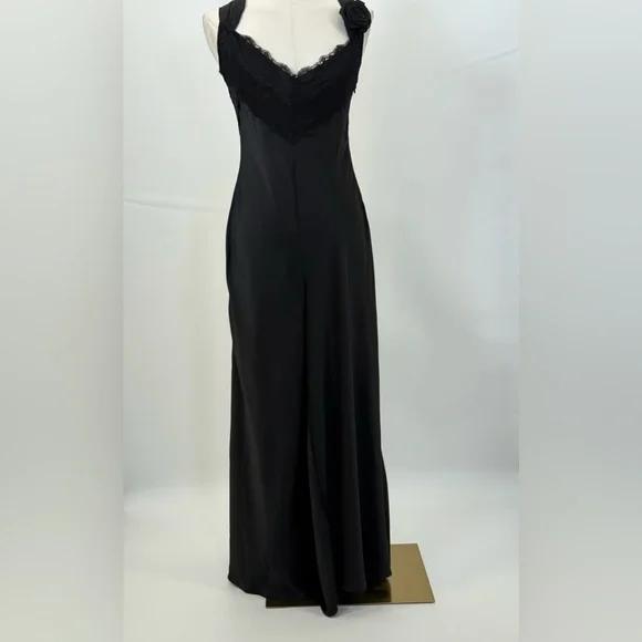 Kimchi Blue Cleo Black Satin Lace Wide-Leg Jumpsuit NWT Women’s Size M - Picture 3 of 13